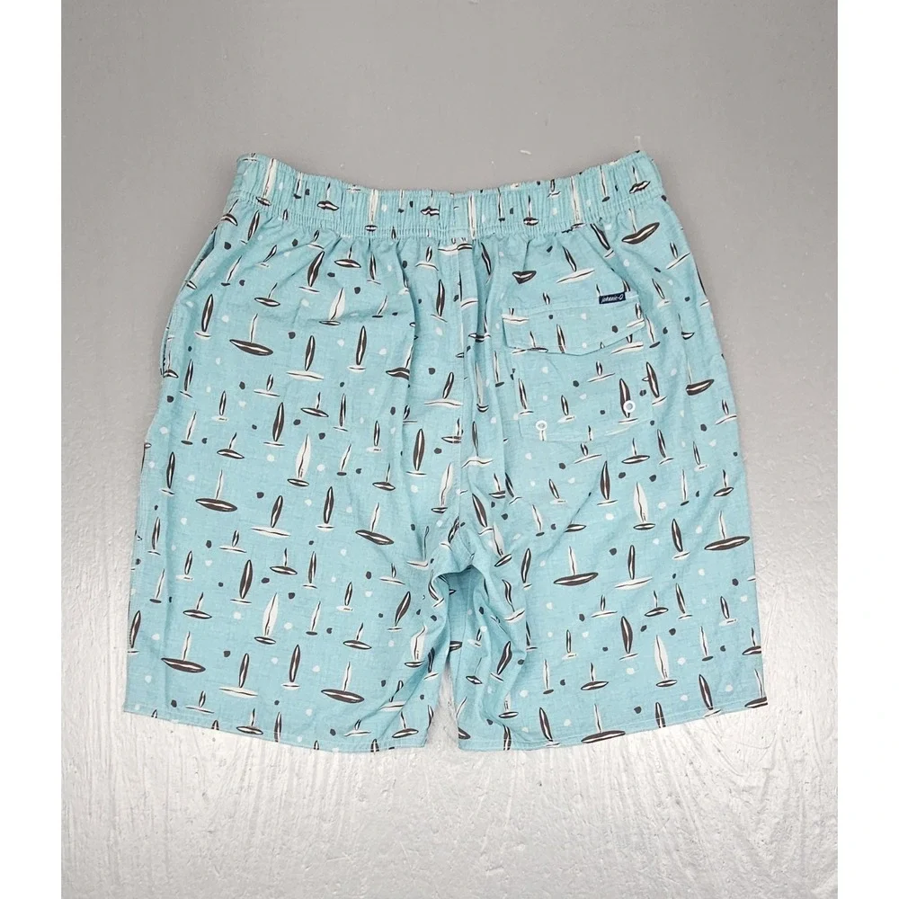 Johnnie-O BoardShorts Mens Large Blue Rowan Half‎ Elastic Stretch Swim Trunks